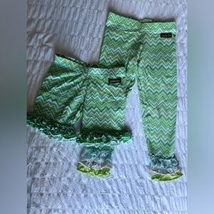 Matilda Jane Hello Lovely Legume Leggings & Sugar Snap Shorts Set Size 4 GUC